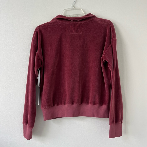 Honorine Cameron Collared V-Neck Long Sleeve Top -Rosewood Velvet NWT Size S - Picture 2 of 6